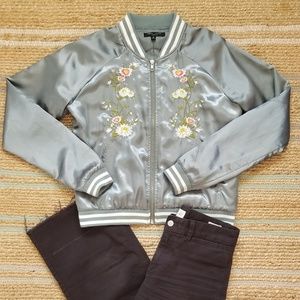 Floral Silk Bomber Jacket